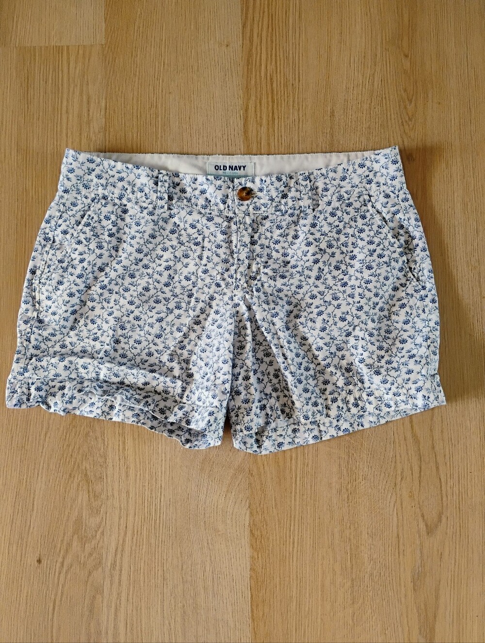 Old Navy White Shorts with Blue Floral Print